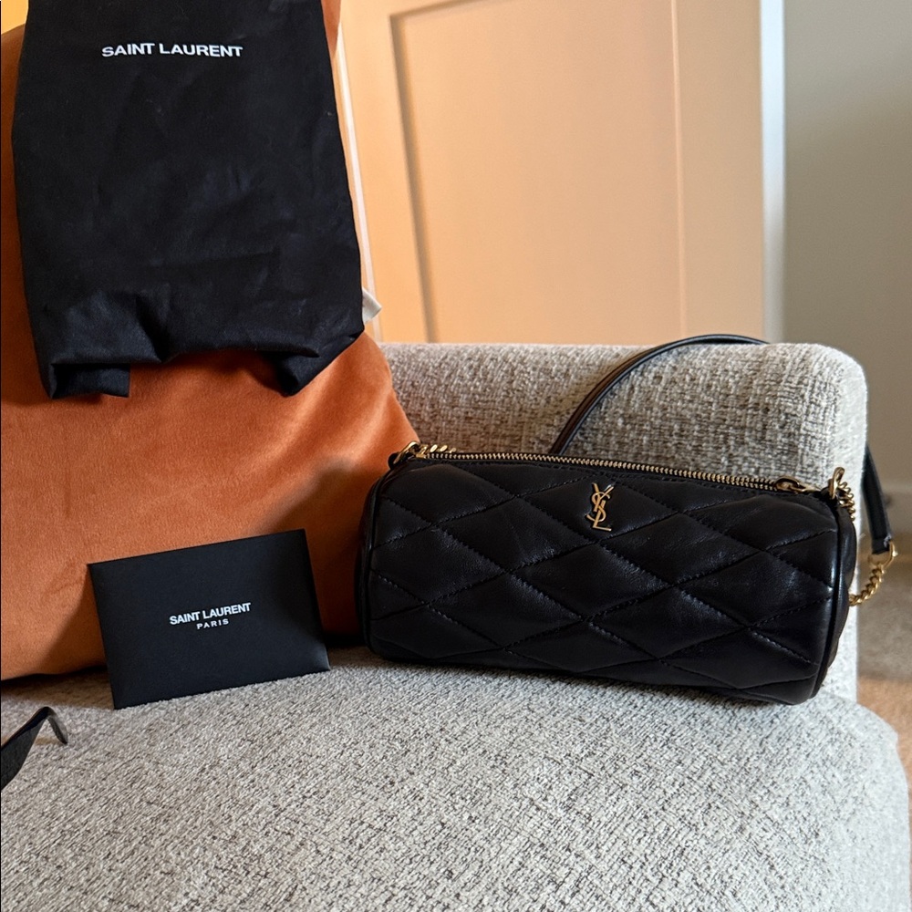 Saint Laurent Black Quilted Wristlet